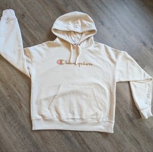 Champion Beige Pullover Hoodie with Logo